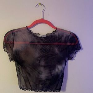 Sheer mesh cropped tee
